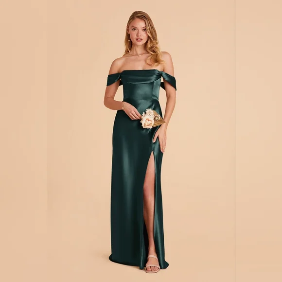 Emerald Bridesmaid Dress Shiny Satin Size Small | Birdy Grey Mia